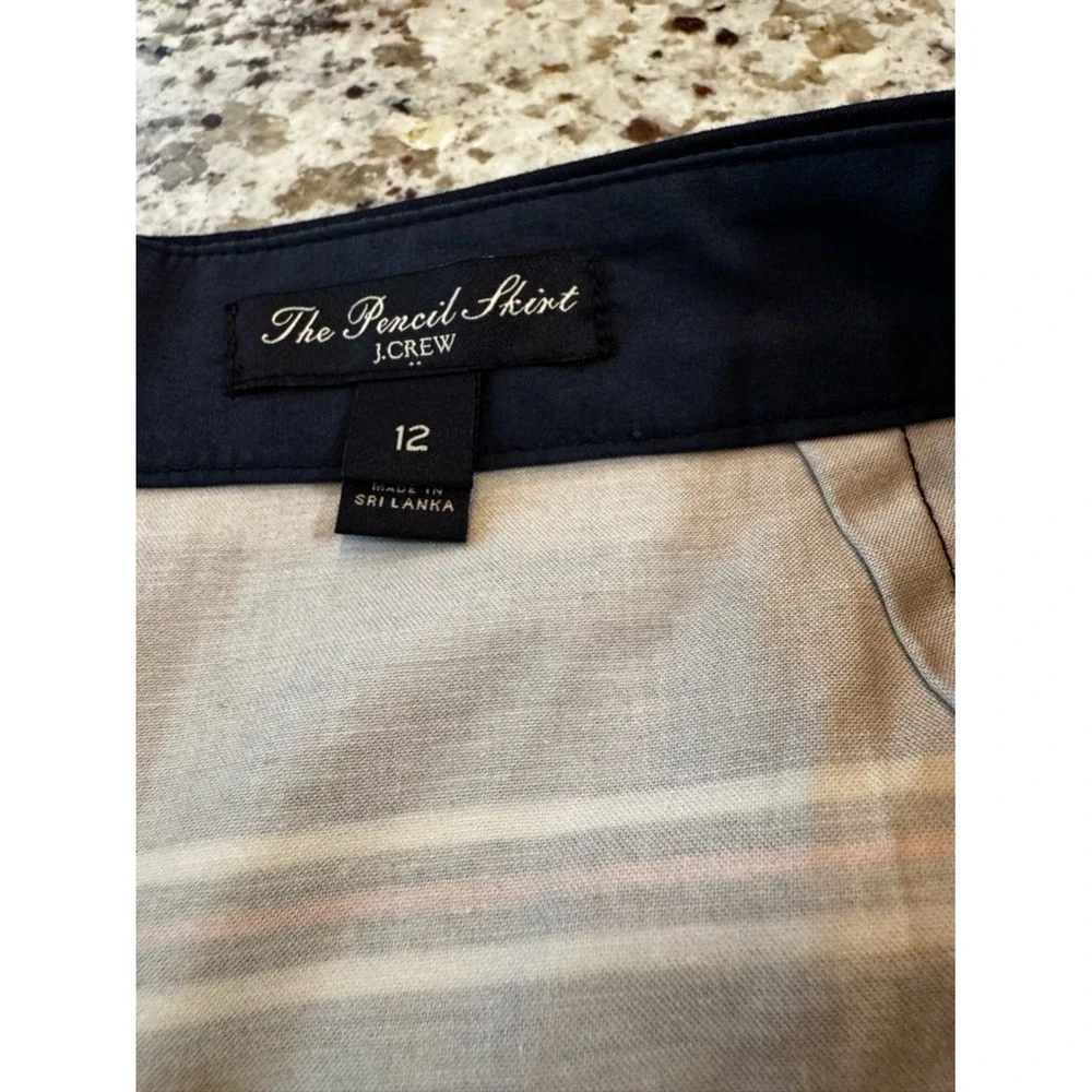 J.‎ Crew Navy Pencil Skirt with Orange and White Stripes